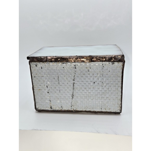 Vintage Santa Claus Stained Leaded Glass Tea Light Candle Holder Christmas Decor - Picture 6 of 11